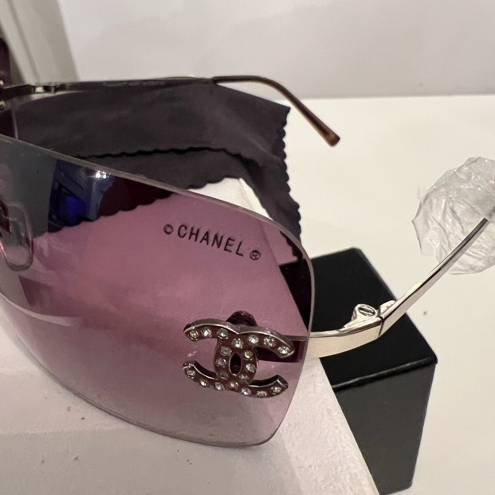 MINT CHANEL 4017 D Crystal Rimless Coco CC Logo Pink Plum SUNGLASSES CASE BOX - Picture 12 of 16